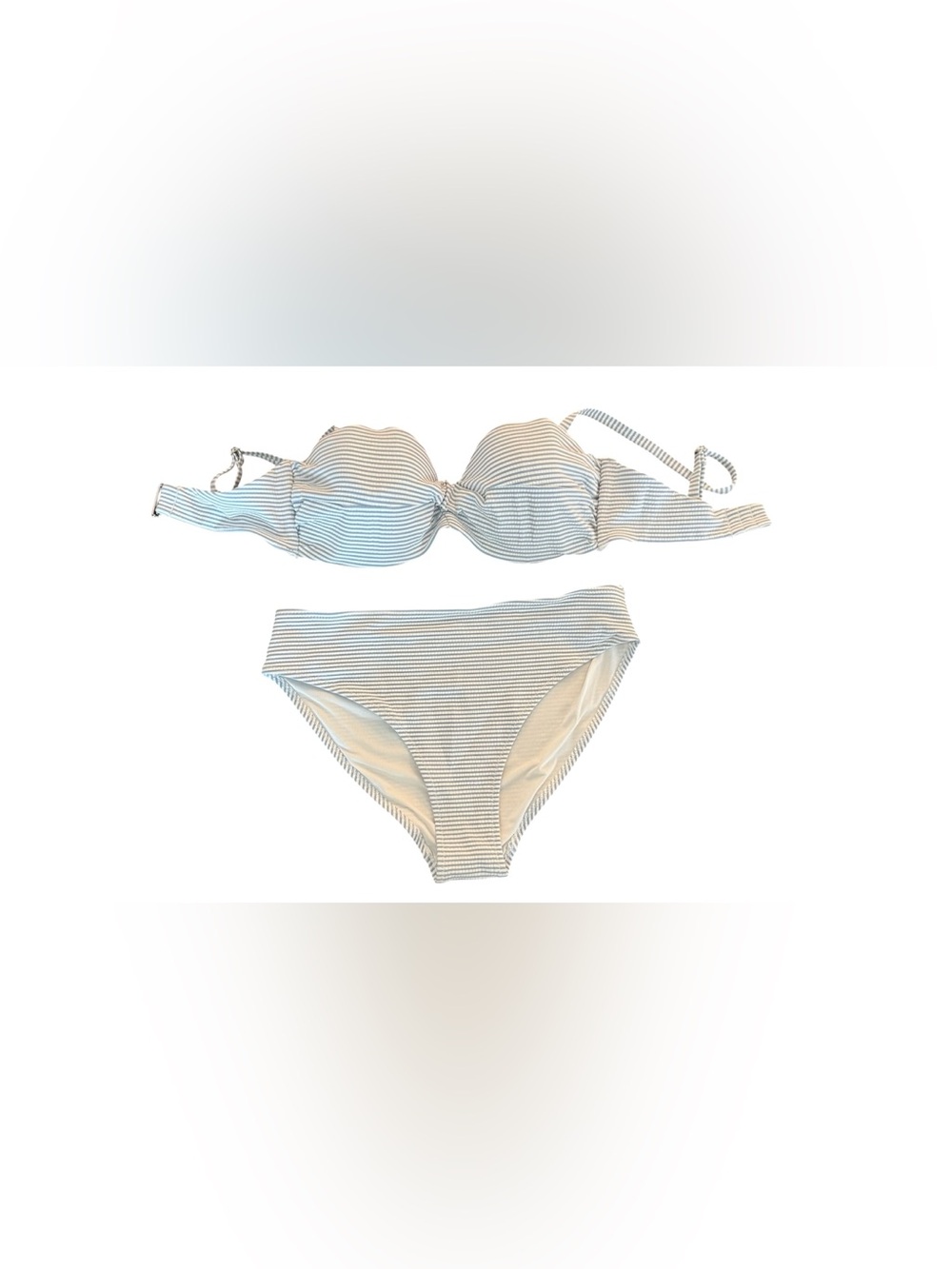 H&M Light Blue & White Striped Bandeau Bikini